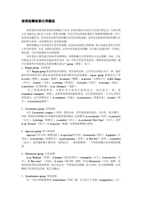 南美短鲷家族分类概述