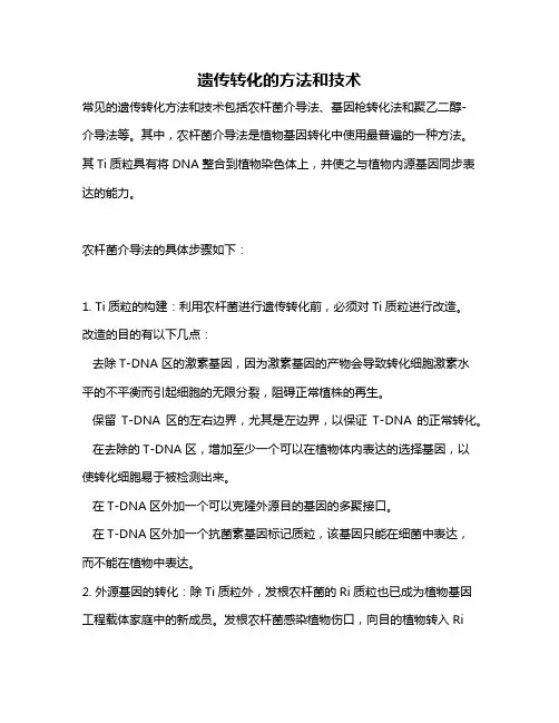 遗传转化的方法和技术