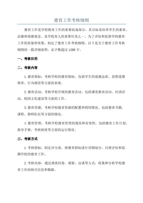德育工作考核细则