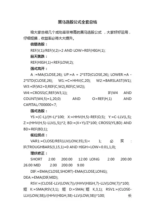 黑马选股公式全套总结