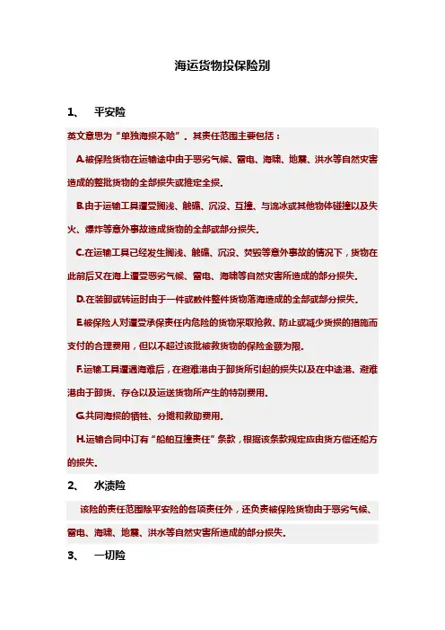 海运风险及货物投保险别