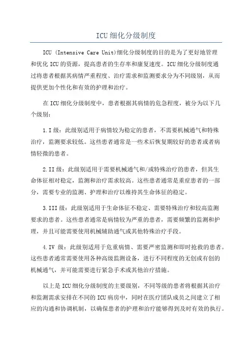 ICU细化分级制度