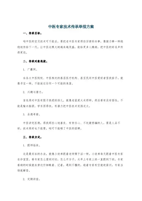 中医专家技术传承举措方案