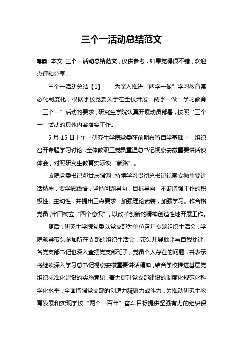 三个一活动总结范文