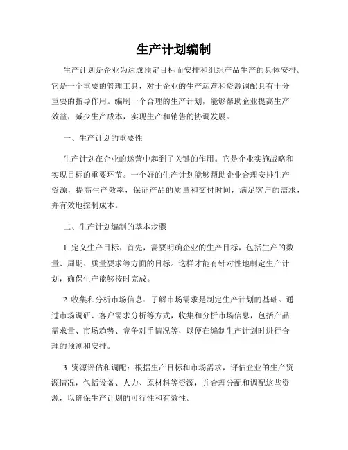 生产计划编制
