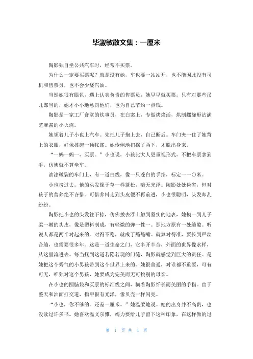 毕淑敏散文集：一厘米