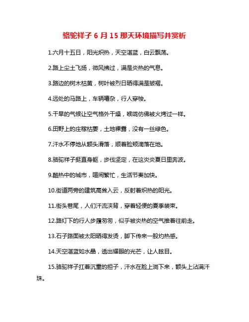 骆驼祥子6月15那天环境描写并赏析