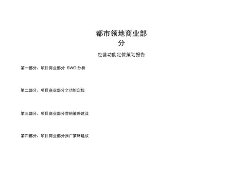 某项目商业部分经营功能定位策划报告