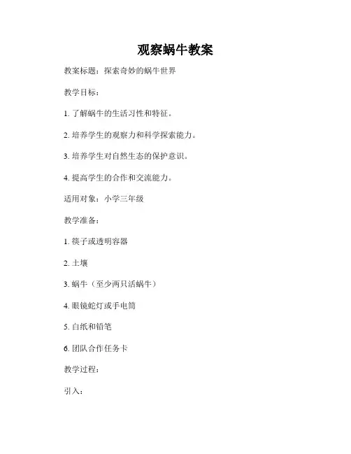 观察蜗牛教案