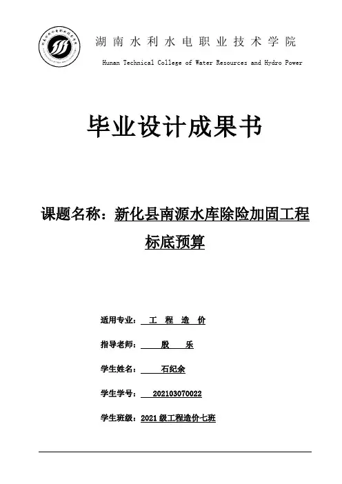 新化县南源水库除险加固工程招标预算文件
