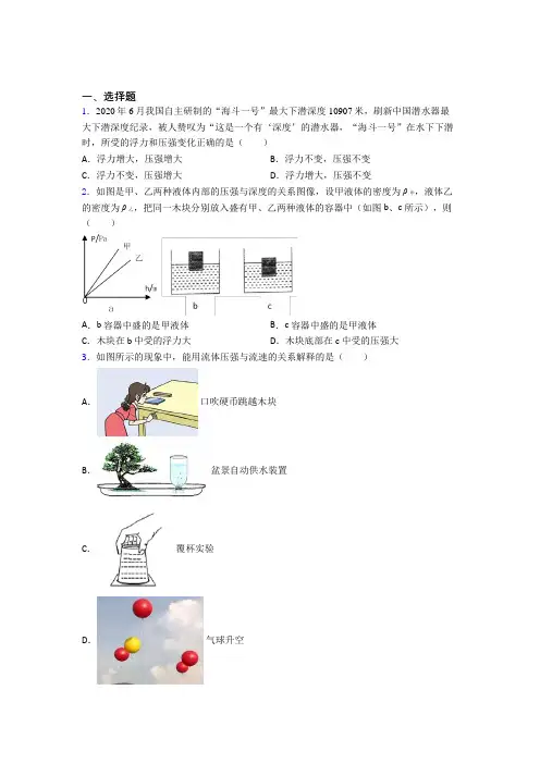 (易错题)人教版初中八年级物理下册第十章《浮力》检测卷(包含答案解析)(4)