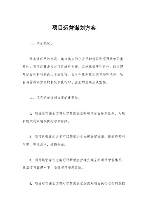项目运营谋划方案