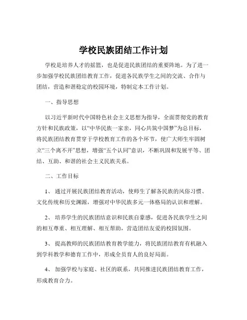 学校民族团结工作计划