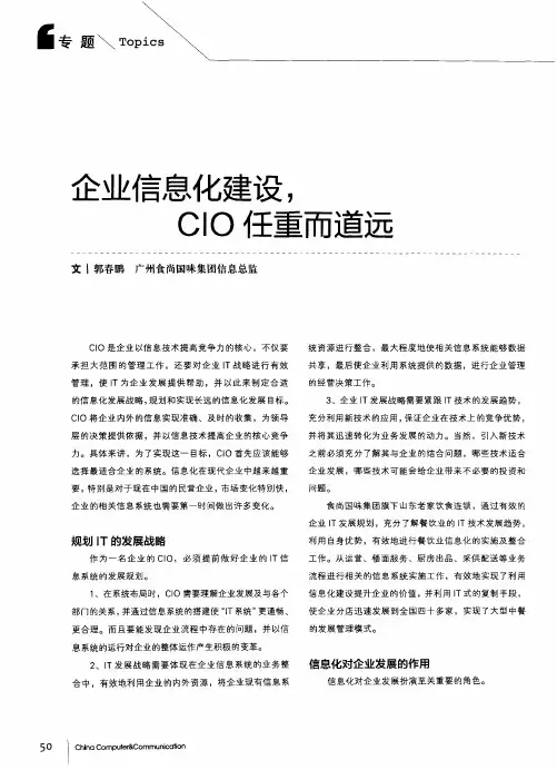 企业信息化建设,CIO任重而道远