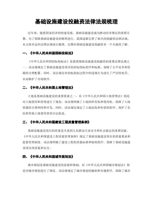 基础设施建设投融资法律法规梳理