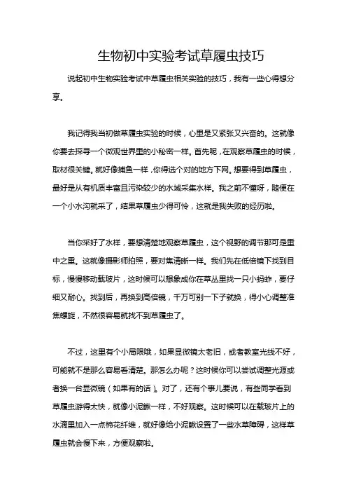 生物初中实验考试草履虫技巧