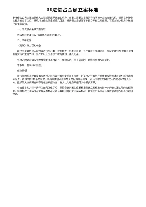 非法侵占金额立案标准