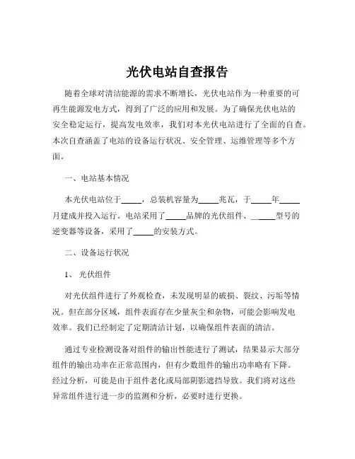 光伏电站自查报告