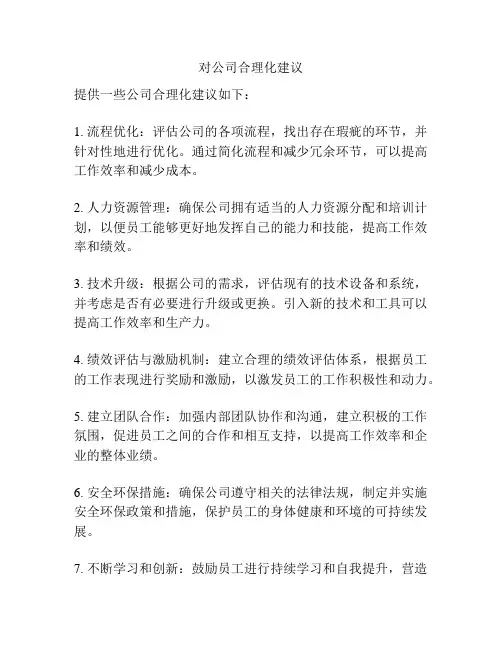 对公司合理化建议