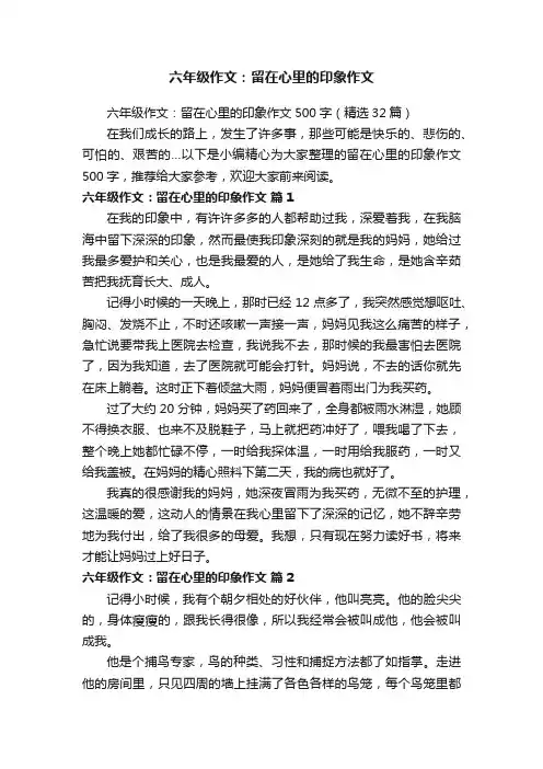 六年级作文：留在心里的印象作文