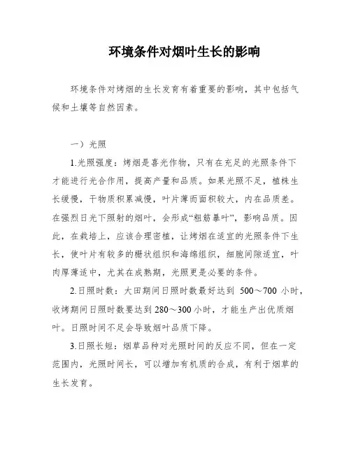 环境条件对烟叶生长的影响
