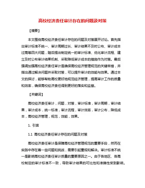 高校经济责任审计存在的问题及对策
