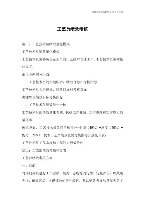 工艺员绩效考核
