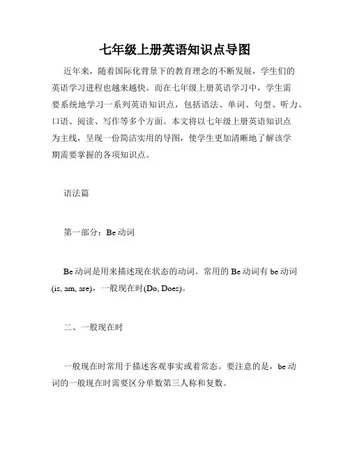 七年级上册英语知识点导图
