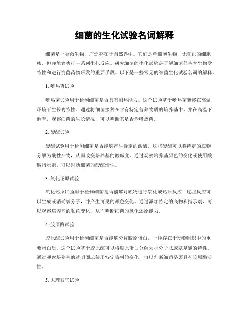 细菌的生化试验名词解释