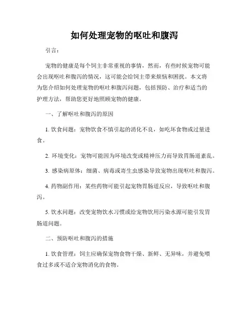如何处理宠物的呕吐和腹泻