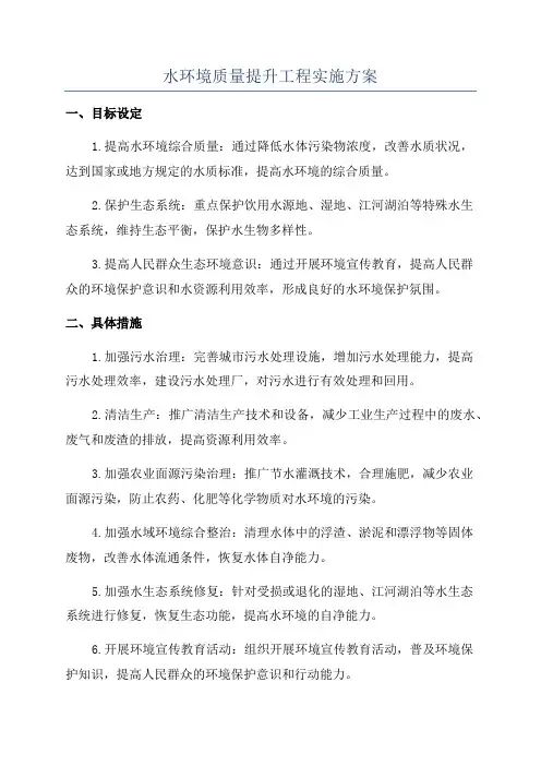 水环境质量提升工程实施方案