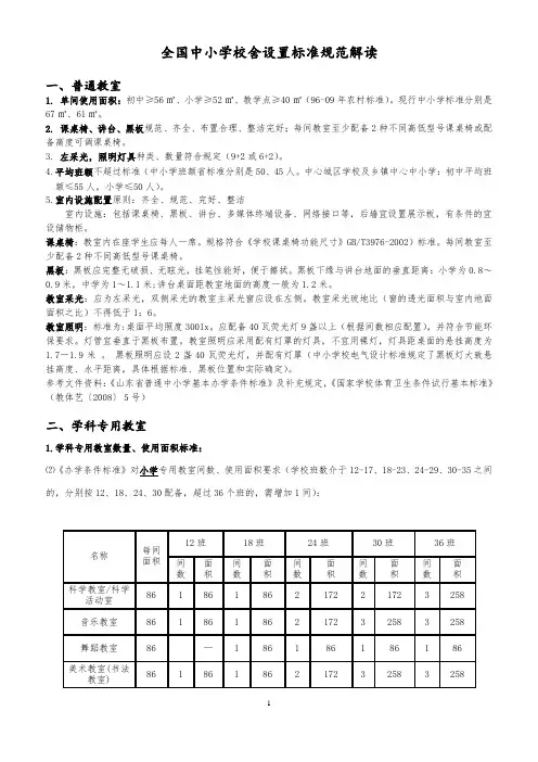 全国中小学校舍设置标准规范解读
