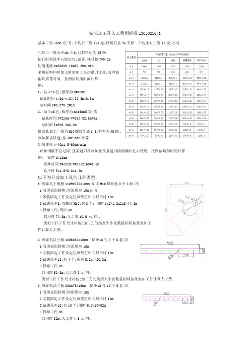 机械加工件的收费标准