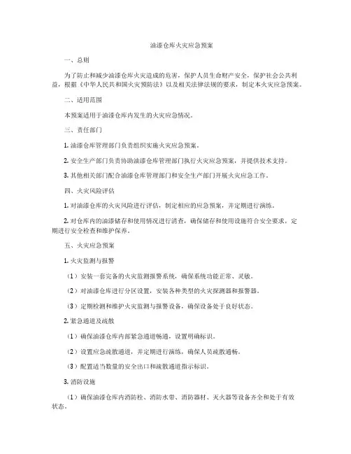 油漆仓库火灾应急预案