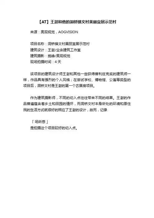 【AT】王澍和他的洞桥镇文村美丽宜居示范村