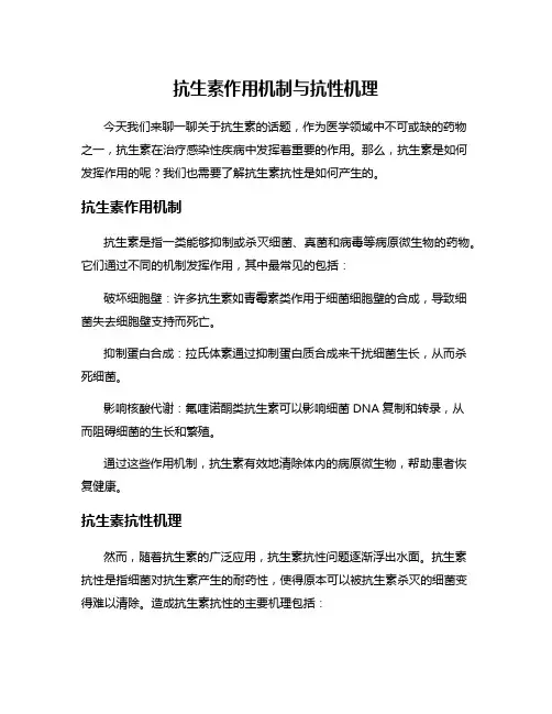 抗生素作用机制与抗性机理