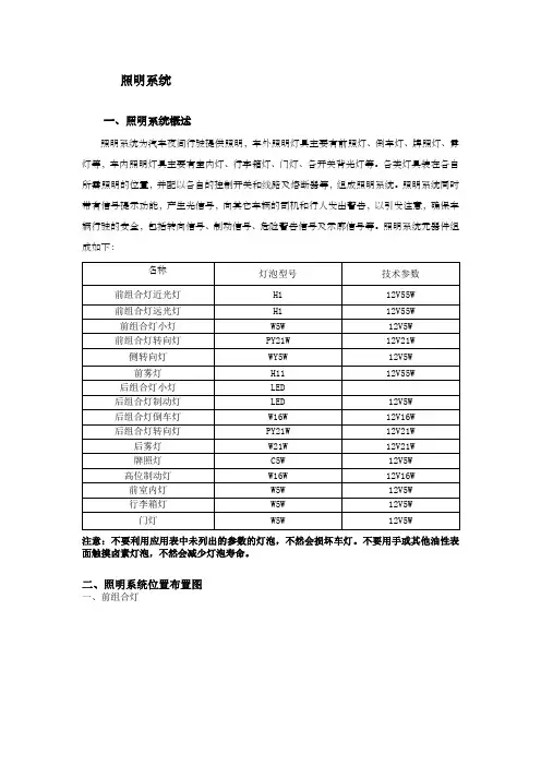汽车维修手册照明系统