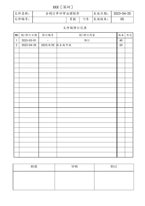 合同订单评审管理程序(含流程图)
