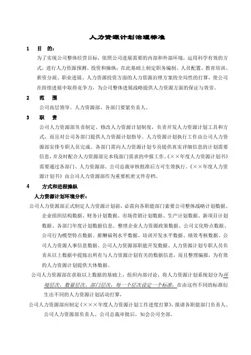 人力资源计划操作手册正式