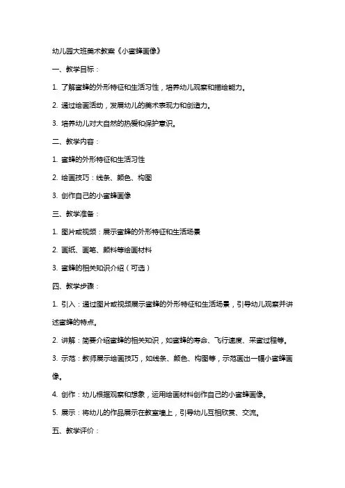 幼儿园大班美术教案《小蜜蜂画像》