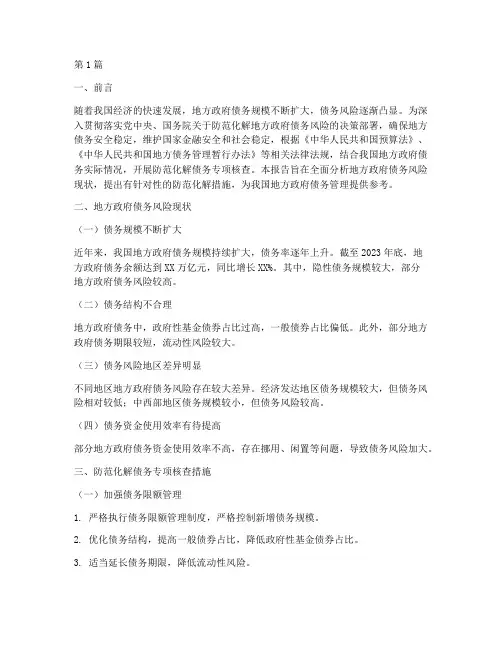 防范化解债务专项核查(3篇)