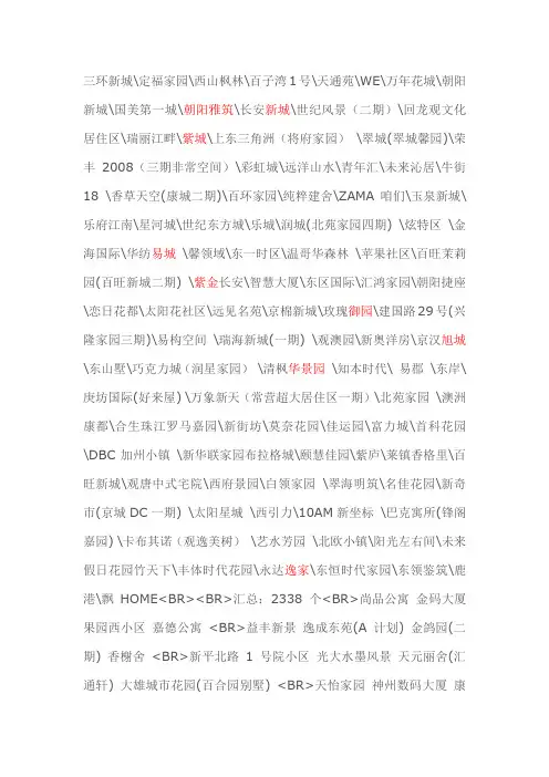 【文案】房地产项目案名大全