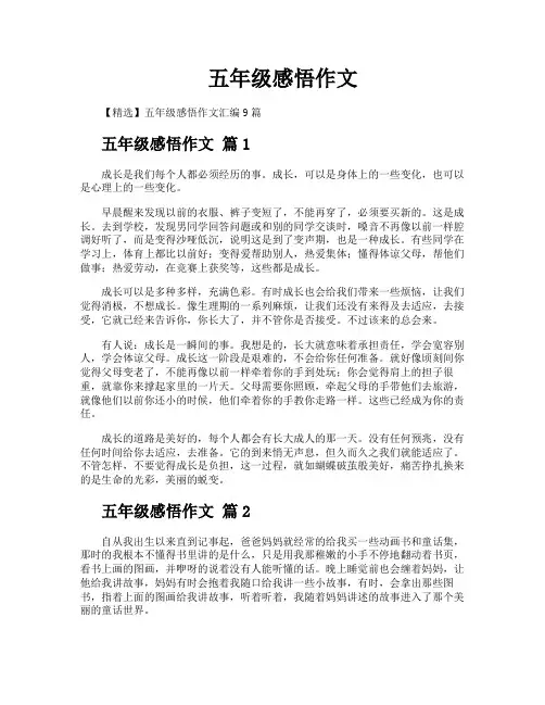 五年级感悟作文