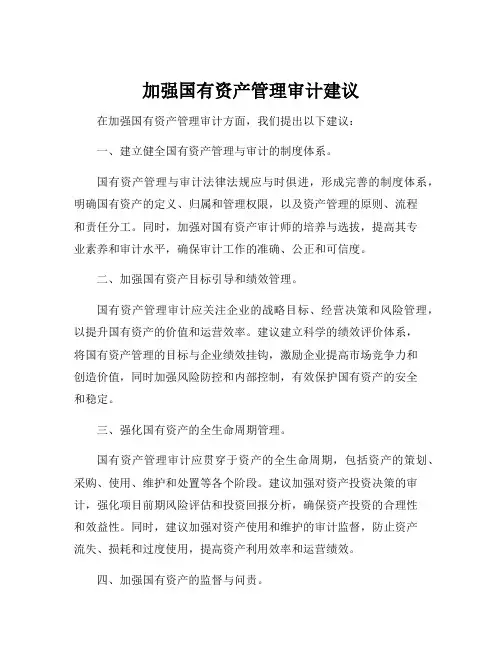 加强国有资产管理审计建议