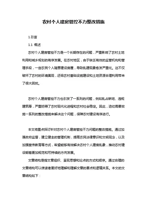 农村个人建房管控不力整改措施