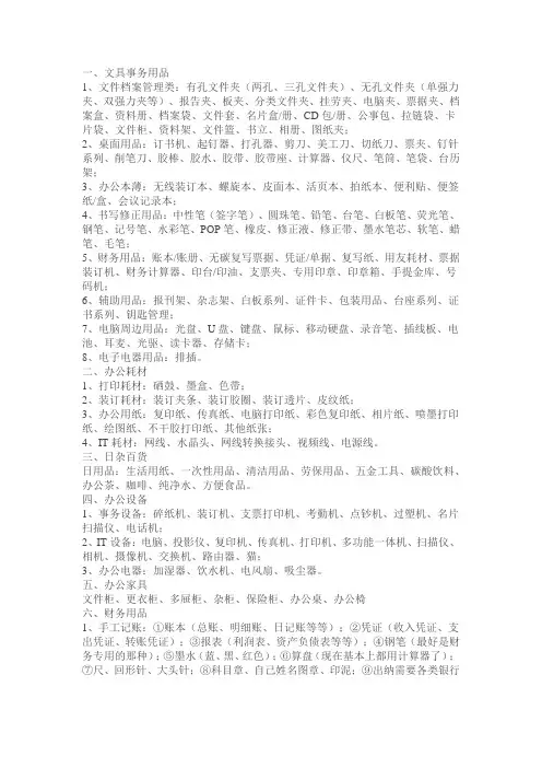 整理办公用品的分类