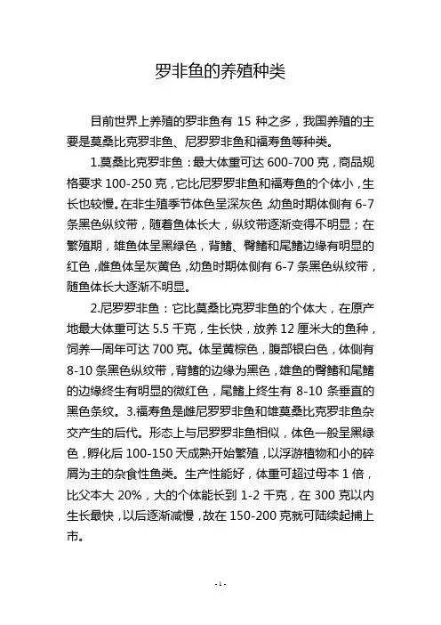 罗非鱼的养殖种类
