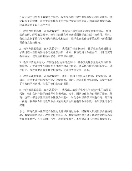 初中化学饺子教案反思