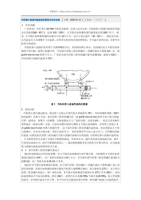 汽机第六段抽汽温度高的原因分析及处理