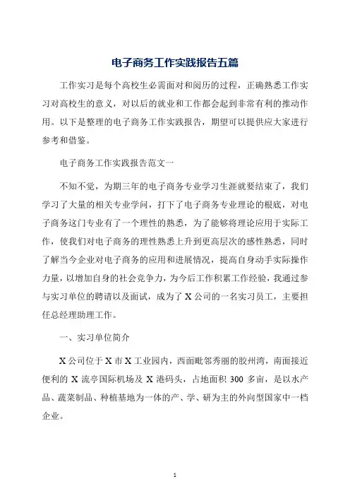 电子商务工作实践报告五篇